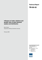 Influence of water relations and growth rate on plant element uptake and distribution