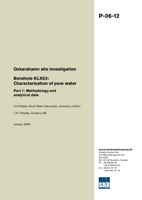 Borehole KLX03: Characterisation of pore water Part 1: Methodology and analytical data. Oskarshamn site investigation