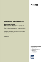 Borehole KLX08. Characterisation of pore water. Part 1: Methodology and analytical data. Oskarshamn site investigation