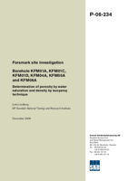 Borehole KFM01A, KFM01C, KFM01D, KFM04A, KFM05A and KFM06A. Determination of porosity by water saturation and density by buoyancy technique