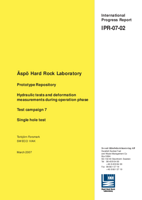 Äspö Hard Rock Laboratory. Prototype Repository. Hydraulic tests and deformation measurements during operation phase. Test campaign 7. Single hole test