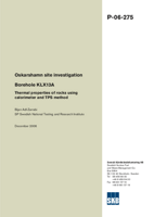 Borehole KLX13A. Thermal properties of rocks using calorimeter and TPS method. Oskarshamn site investigation