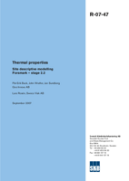 Thermal properties. Site descriptive modelling Forsmark - stage 2.2