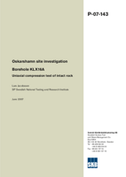 Borehole KLX16A. Uniaxial compression test of intact rock. Oskarshamn site investigation