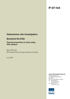 Borehole KLX16A. Thermal properties of rocks using TPS method. Oskarshamn site investigation