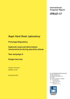 Äspö Hard Rock Laboratory. Prototype repository. Hydraulic tests and deformation measurements during operation phase. Test campaign 8. Single hole test