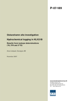 Hydrochemical logging in KLX21B. Oskarshamn site investigation