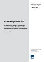 RD&D Programme 2007. Programme for research, development and demonstration of methods for the management and disposal of nuclear waste