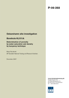 Borehole KLX11A. Determination of porosity by water saturation and density by buoyancy technique. Oskarshamn site investigation