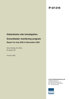 Groundwater monitoring program. Report for July 2005 to December 2006. Oskarshamn site investigation