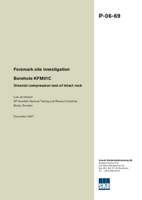 Borehole KFM01C. Uniaxial compression test of intact rock. Forsmark site investigation