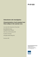 Characterization of soil samples from three valleys in the Laxemar area. Oskarshamn site investigation