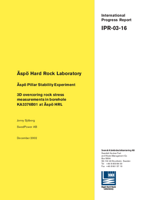 Äspö Hard Rock Laboratory. Äspö Pillar Stabibility Experiment. 3D overcoring rock stress measurements in borehole KA3376B01 at Äspö HRL