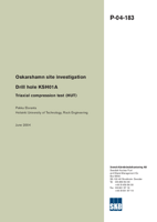 Drill hole KSH01A. Triaxial compression test (HUT). Oskarshamn site investigation