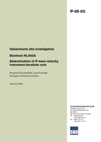 Borehole KLX03A. Determination of P-wave velocity, transverse borehole core. Oskarshamn site investigation