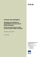 Sampling and analyses of groundwater from percussion drilled boreholes. Results from the percussion drilled boreholes HFM20, HFM21 and HFM22. Forsmark site investigation